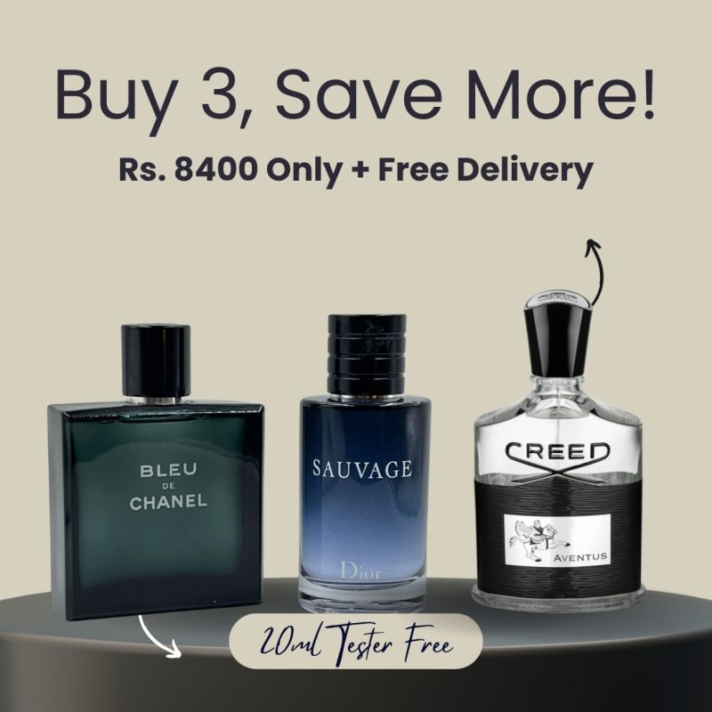Bleu de chanel 100ml + Dior Sauvage 100ml + Creed Aventus 100ml Total (300ml)